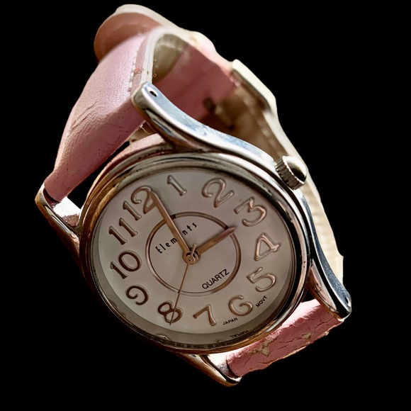 Vintage ELEMENTS Silver Pink Easy To Read Watch Accessories Kids Jewelry - Picture 3 of 8